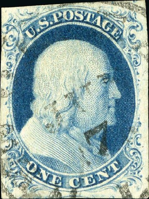 US Stamps Price Scott Catalogue # 9 - 1852 1c Franklin. Spink Shreves Galleries, Jan 2015, Sale 150, Lot 30