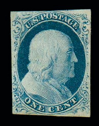 Value of US Stamps Scott 9: 1c 1852 Franklin. Matthew Bennett International, Jun 2007, Sale 319, Lot 1061