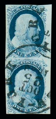 Prices of US Stamp Scott #9: 1852 1c Franklin. Matthew Bennett International, Dec 2007, Sale 325, Lot 1401