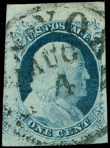 Value of US Stamps Scott # 9 - 1c 1852 Franklin. Matthew Bennett International, Jun 2008, Sale 328, Lot 471