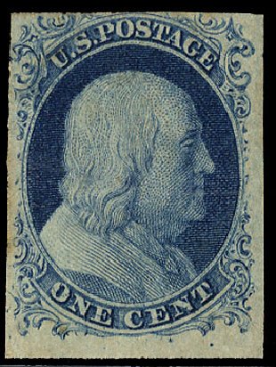 US Stamps Values Scott 9: 1852 1c Franklin. Cherrystone Auctions, Nov 2009, Sale 200911, Lot 3011
