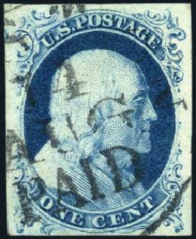 Value of US Stamp Scott Catalogue # 9: 1c 1852 Franklin. Harmer-Schau Auction Galleries, Feb 2010, Sale 84, Lot 1261