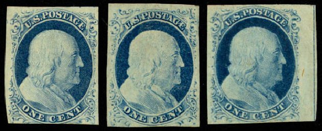 US Stamp Values Scott Catalog # 9 - 1c 1852 Franklin. Daniel Kelleher Auctions, Mar 2013, Sale 635, Lot 271