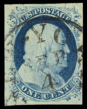 Cost of US Stamp Scott Catalogue #9: 1852 1c Franklin. Daniel Kelleher Auctions, May 2014, Sale 652, Lot 61