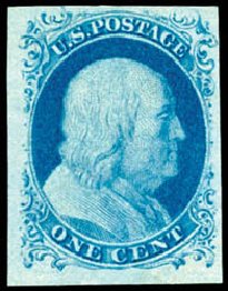 US Stamp Price Scott Catalog # 9 - 1852 1c Franklin. Schuyler J. Rumsey Philatelic Auctions, Apr 2015, Sale 60, Lot 1921