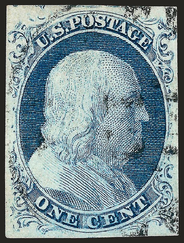 US Stamp Price Scott Catalog #9 - 1c 1852 Franklin. Robert Siegel Auction Galleries, Oct 2008, Sale 963, Lot 111