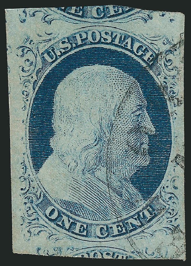 US Stamps Values Scott Catalog # 9 - 1c 1852 Franklin. Robert Siegel Auction Galleries, Sep 2009, Sale 976, Lot 1111