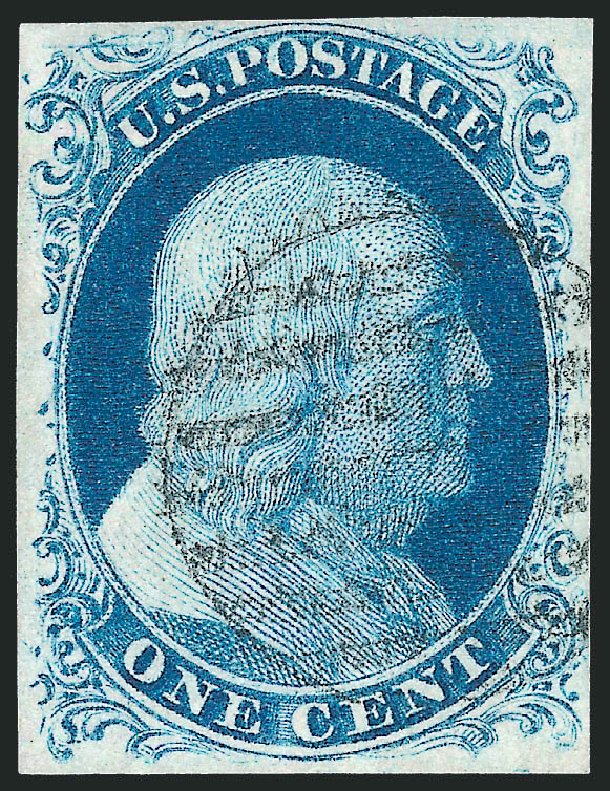 US Stamp Values Scott Catalog # 9 - 1c 1852 Franklin. Robert Siegel Auction Galleries, Dec 2010, Sale 998, Lot 101
