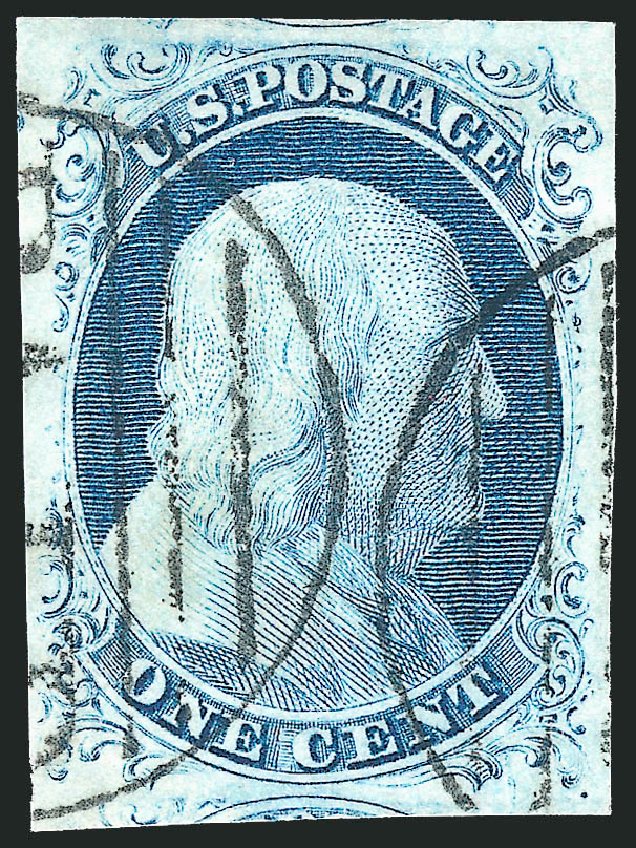 US Stamp Values Scott Cat. # 9 - 1c 1852 Franklin. Robert Siegel Auction Galleries, Dec 2010, Sale 998, Lot 171