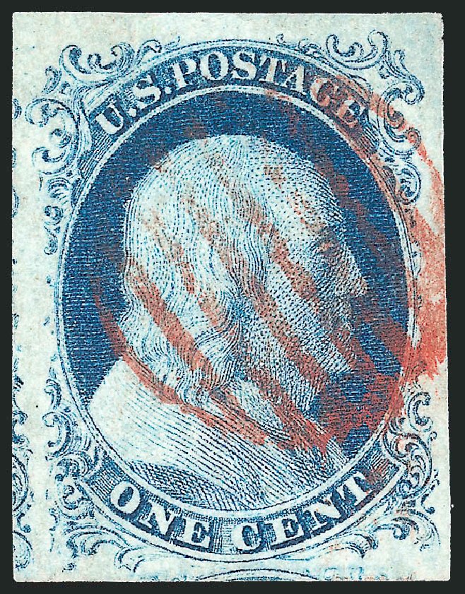 US Stamp Price Scott Cat. 9 - 1c 1852 Franklin. Robert Siegel Auction Galleries, Dec 2010, Sale 998, Lot 81