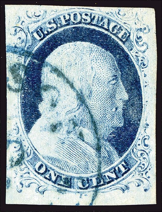 US Stamps Values Scott Catalogue #9: 1852 1c Franklin. Spink Shreves Galleries, Jan 2014, Sale 146, Lot 151