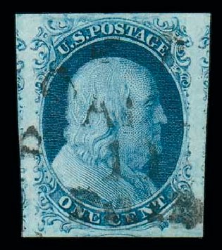 US Stamp Value Scott #9: 1c 1852 Franklin. Matthew Bennett International, Dec 2007, Sale 325, Lot 1394