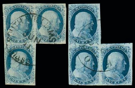 US Stamp Prices Scott Catalog #9 - 1c 1852 Franklin. Matthew Bennett International, Dec 2007, Sale 325, Lot 1404