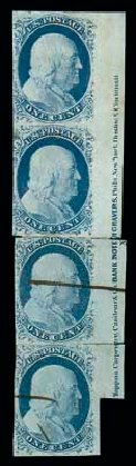 US Stamps Values Scott 9: 1c 1852 Franklin. Matthew Bennett International, Dec 2007, Sale 325, Lot 1414