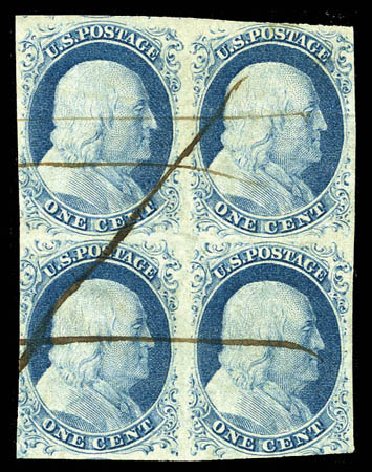 US Stamps Values Scott Catalogue 9: 1c 1852 Franklin. Matthew Bennett International, Mar 2012, Sale 344, Lot 4204