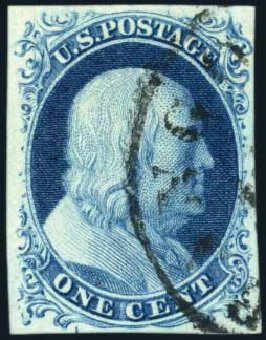 Prices of US Stamp Scott Catalog 9: 1852 1c Franklin. Harmer-Schau Auction Galleries, Feb 2010, Sale 84, Lot 1254