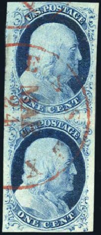 US Stamp Value Scott 9: 1852 1c Franklin. Harmer-Schau Auction Galleries, Feb 2010, Sale 84, Lot 1264