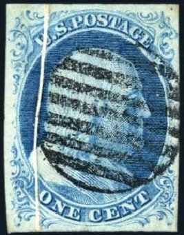 US Stamp Value Scott Catalog 9 - 1c 1852 Franklin. Harmer-Schau Auction Galleries, Oct 2010, Sale 87, Lot 94