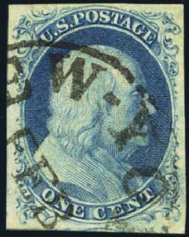 US Stamps Value Scott #9 - 1852 1c Franklin. Harmer-Schau Auction Galleries, Oct 2012, Sale 95, Lot 164