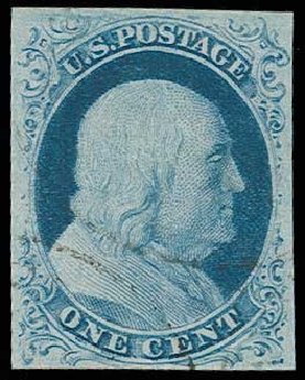 Price of US Stamps Scott Catalogue 9: 1852 1c Franklin. H.R. Harmer, Jun 2013, Sale 3003, Lot 1034