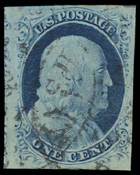 Costs of US Stamps Scott #9 - 1c 1852 Franklin. Daniel Kelleher Auctions, Jan 2012, Sale 628, Lot 214