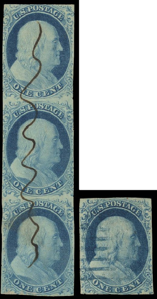 Cost of US Stamps Scott Catalogue # 9: 1c 1852 Franklin. Daniel Kelleher Auctions, Jun 2012, Sale 630, Lot 1214