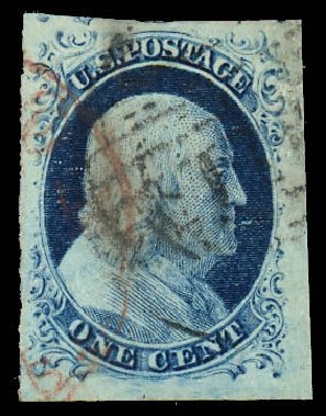 US Stamp Prices Scott Catalogue # 9: 1c 1852 Franklin. Daniel Kelleher Auctions, Dec 2012, Sale 633, Lot 354
