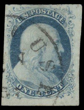 Costs of US Stamp Scott Catalog # 9 - 1c 1852 Franklin. Daniel Kelleher Auctions, May 2015, Sale 669, Lot 2374