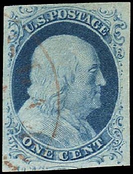 US Stamp Values Scott #9: 1852 1c Franklin. Regency-Superior, Nov 2014, Sale 108, Lot 54
