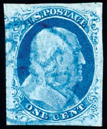Value of US Stamps Scott Cat. 9 - 1c 1852 Franklin. Schuyler J. Rumsey Philatelic Auctions, Apr 2015, Sale 60, Lot 1924