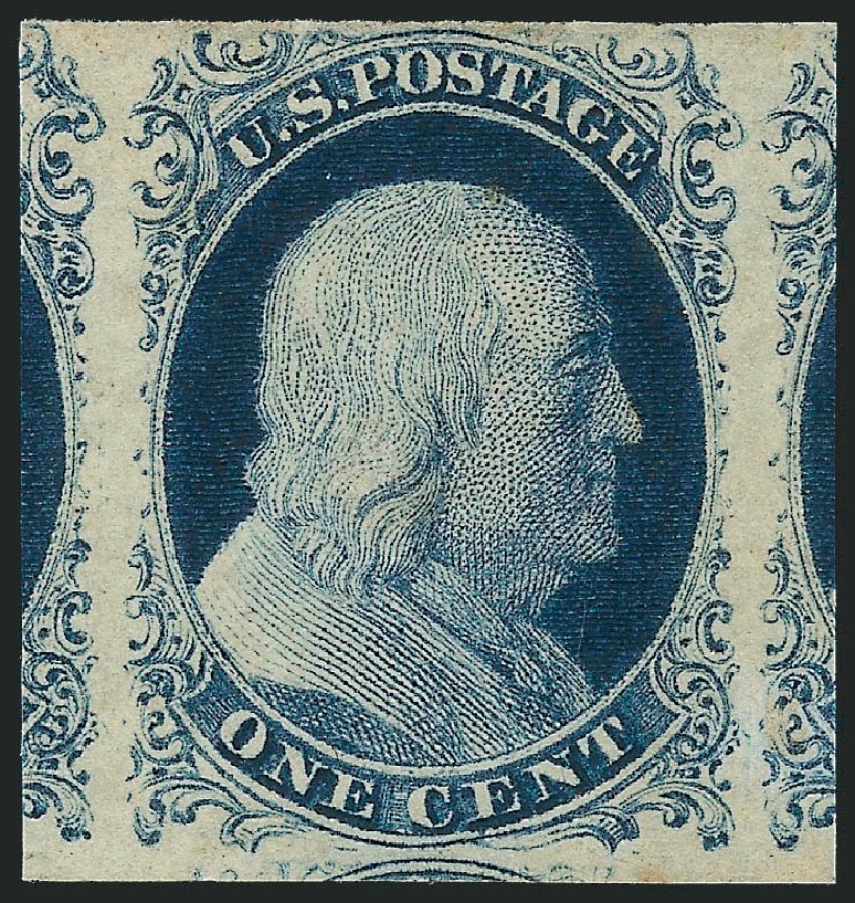 US Stamps Values Scott Catalogue # 9 - 1852 1c Franklin. Robert Siegel Auction Galleries, Dec 2011, Sale 1017, Lot 84