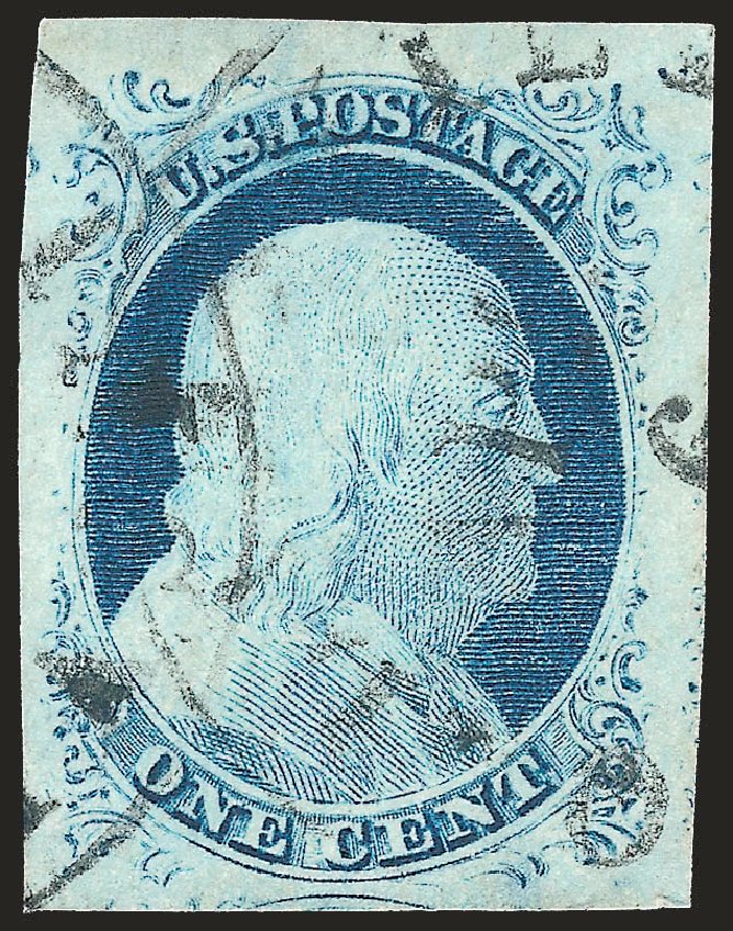 US Stamps Values Scott Catalog #9 - 1852 1c Franklin. Robert Siegel Auction Galleries, Sep 2009, Sale 976, Lot 1114