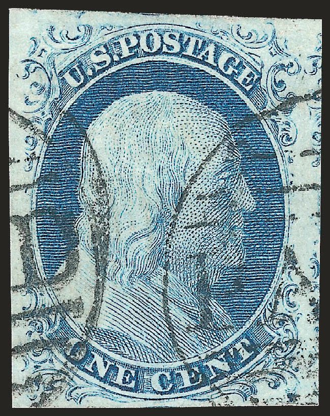 US Stamp Value Scott Cat. #9: 1852 1c Franklin. Robert Siegel Auction Galleries, Sep 2009, Sale 976, Lot 1124