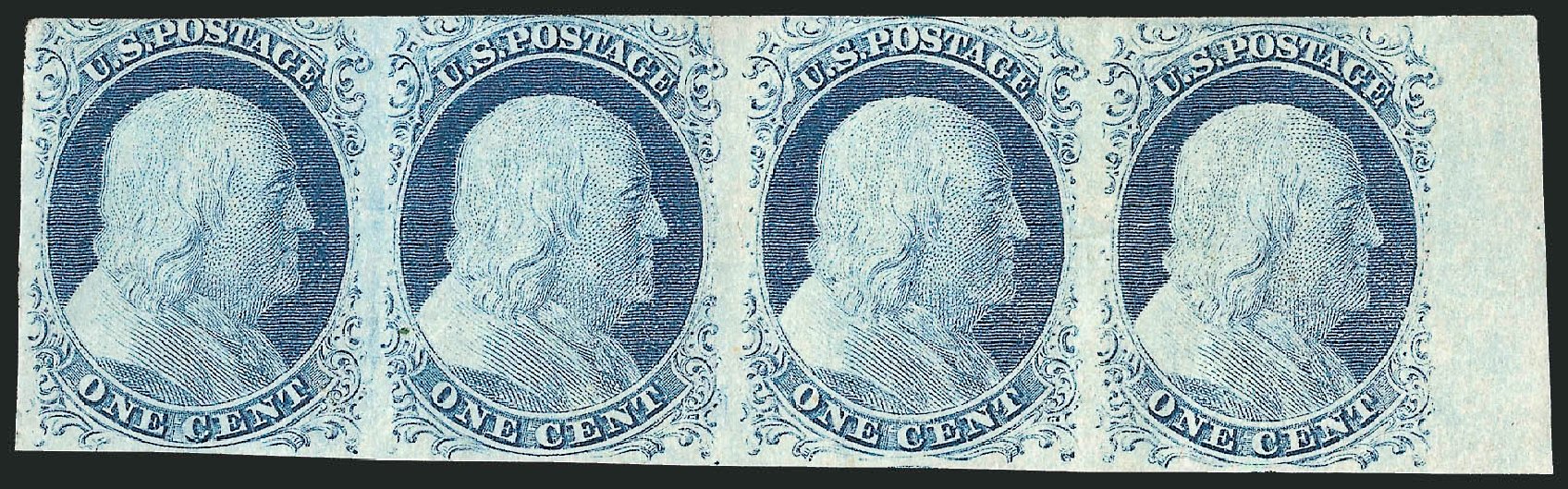 US Stamps Prices Scott Cat. 9: 1c 1852 Franklin. Robert Siegel Auction Galleries, Sep 2010, Sale 994, Lot 794