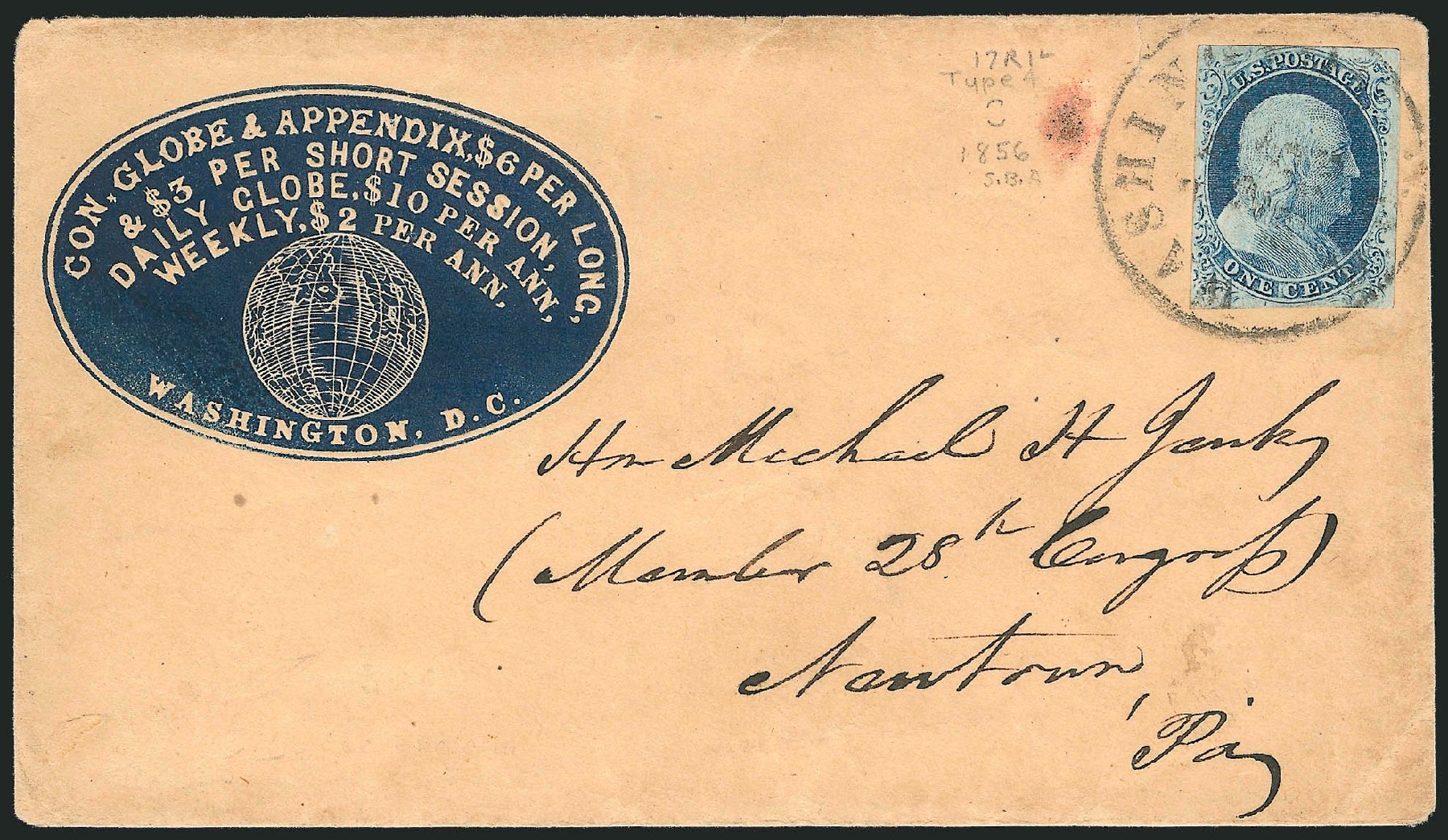 Costs of US Stamps Scott Cat. #9: 1c 1852 Franklin. Robert Siegel Auction Galleries, Dec 2010, Sale 998, Lot 234
