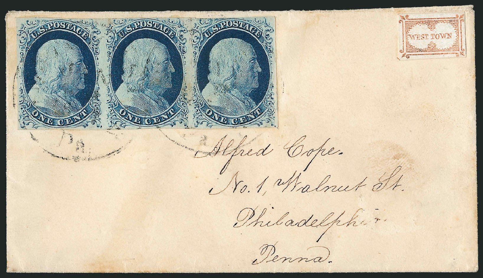 US Stamp Values Scott Catalog 9 - 1c 1852 Franklin. Robert Siegel Auction Galleries, Dec 2010, Sale 998, Lot 284