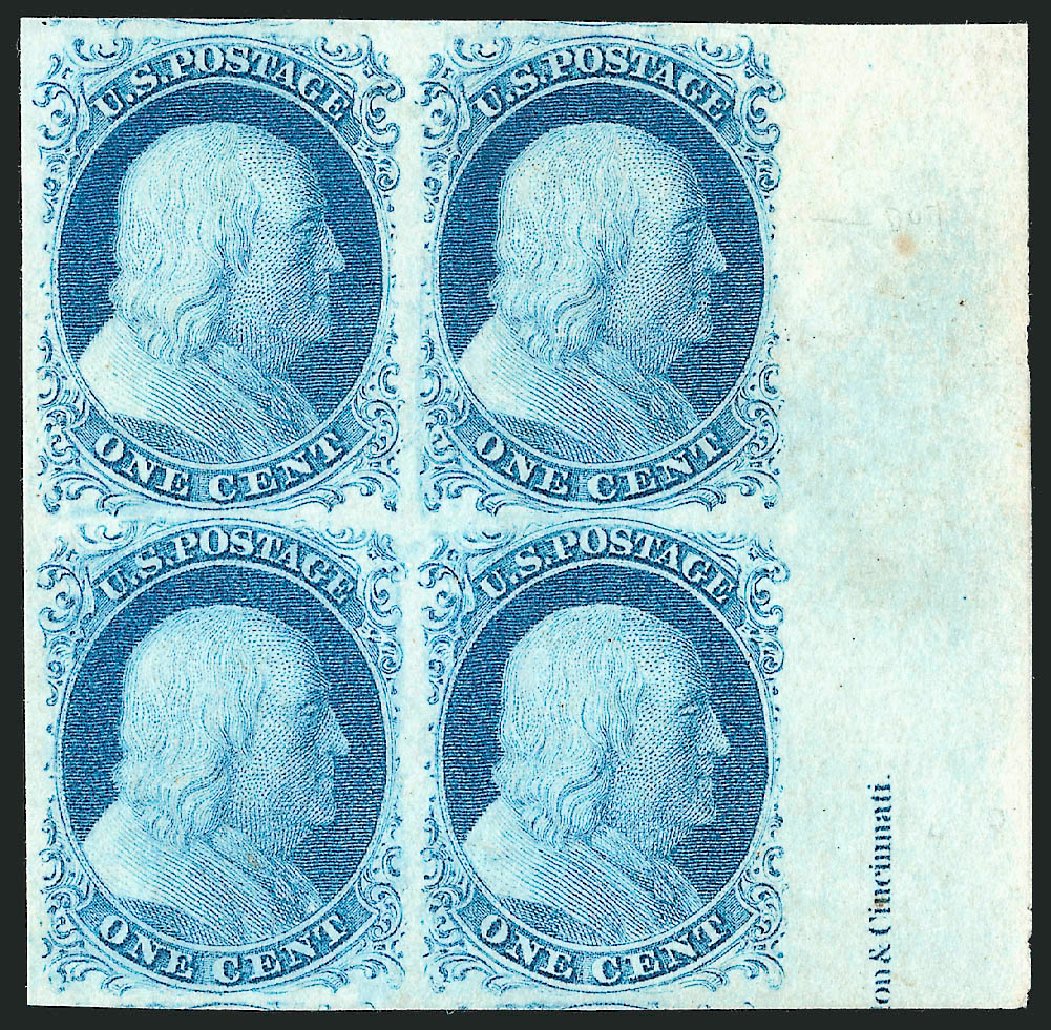 US Stamp Value Scott Catalogue #9 - 1c 1852 Franklin. Robert Siegel Auction Galleries, Dec 2010, Sale 998, Lot 84