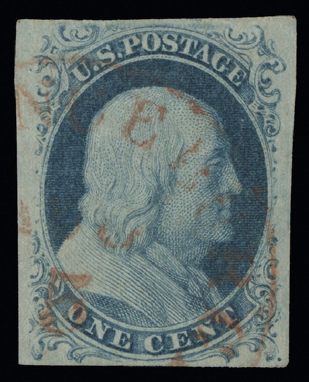 Values of US Stamp Scott Catalog # 9 - 1c 1852 Franklin. Spink Shreves Galleries, Aug 2013, Sale 144, Lot 114