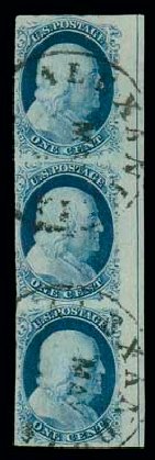 US Stamps Value Scott Cat. 9 - 1c 1852 Franklin. Matthew Bennett International, Dec 2007, Sale 325, Lot 1405