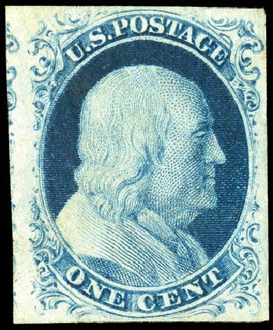 Cost of US Stamp Scott Catalogue #9 - 1852 1c Franklin. Matthew Bennett International, Dec 2008, Sale 330, Lot 1355