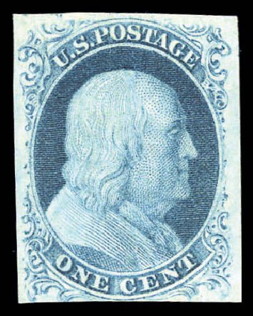 Cost of US Stamp Scott Catalog # 9 - 1852 1c Franklin. Matthew Bennett International, Sep 2010, Sale 331, Lot 335
