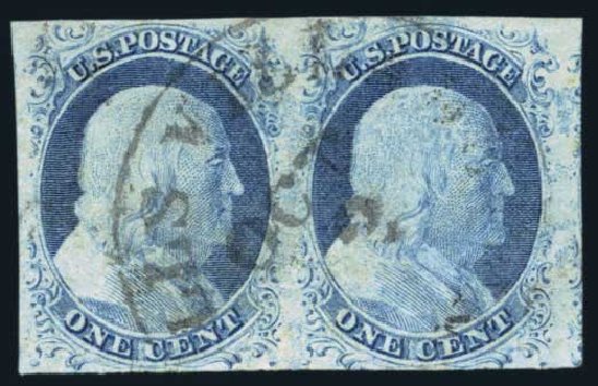 US Stamps Value Scott # 9 - 1c 1852 Franklin. Harmer-Schau Auction Galleries, Aug 2014, Sale 102, Lot 1635