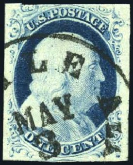 Price of US Stamps Scott Catalog 9 - 1c 1852 Franklin. Harmer-Schau Auction Galleries, Apr 2010, Sale 85, Lot 235