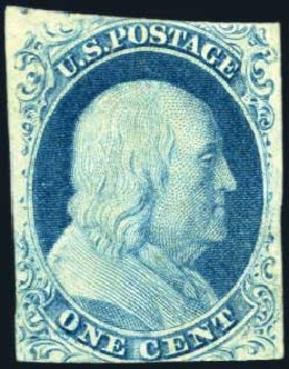 US Stamps Value Scott Catalogue 9 - 1c 1852 Franklin. Harmer-Schau Auction Galleries, Aug 2011, Sale 90, Lot 1065