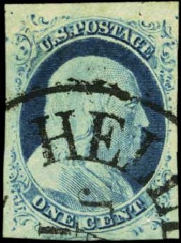 US Stamp Values Scott Cat. # 9 - 1852 1c Franklin. Harmer-Schau Auction Galleries, Feb 2012, Sale 92, Lot 785