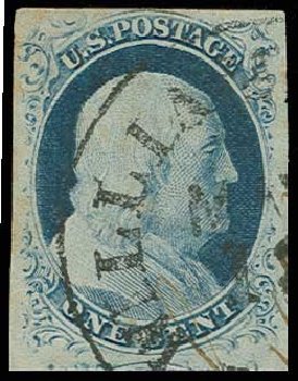 US Stamps Values Scott Cat. # 9: 1852 1c Franklin. H.R. Harmer, Jun 2013, Sale 3003, Lot 1035