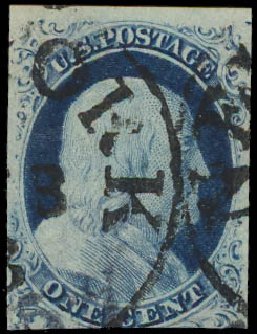 US Stamps Prices Scott # 9 - 1c 1852 Franklin. Daniel Kelleher Auctions, Jul 2011, Sale 625, Lot 665