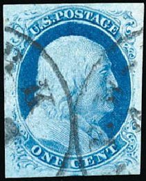 Values of US Stamp Scott Cat. 9: 1852 1c Franklin. Schuyler J. Rumsey Philatelic Auctions, Apr 2015, Sale 60, Lot 1925