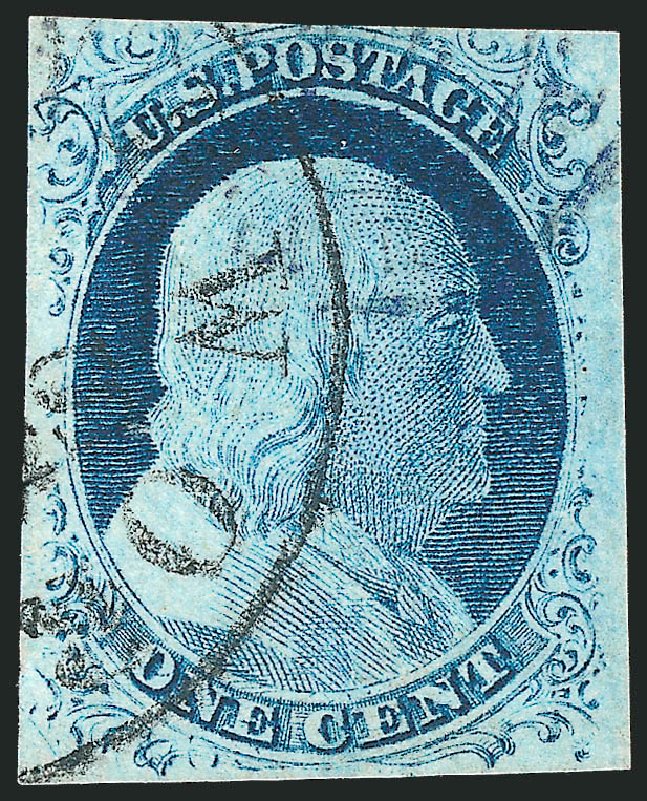 US Stamp Price Scott Cat. # 9: 1852 1c Franklin. Robert Siegel Auction Galleries, Sep 2010, Sale 994, Lot 805