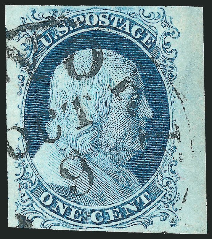 Values of US Stamp Scott # 9 - 1c 1852 Franklin. Robert Siegel Auction Galleries, Sep 2010, Sale 994, Lot 845